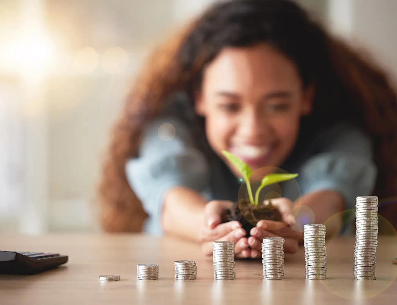woman with change